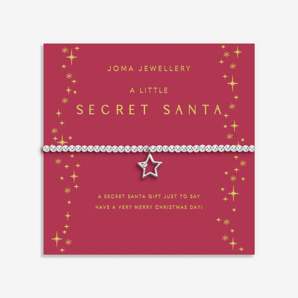 Shop Joma Jewellery’s Christmas A Little ‘Secret Santa’ Bracelet. Silver-plated with a star charm, perfect festive gift or Secret Santa stocking filler with free gift bag