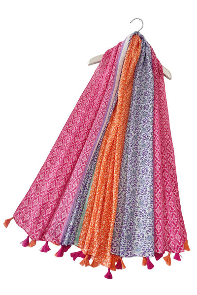 Colourful Stripe Print Scarf in Pinks