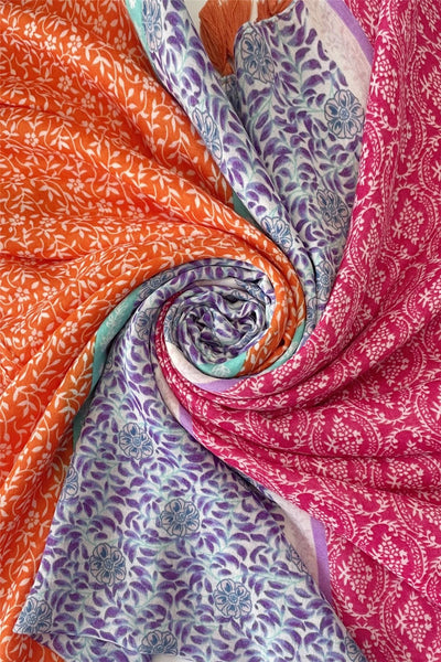 Colourful Stripe Print Scarf in Pinks