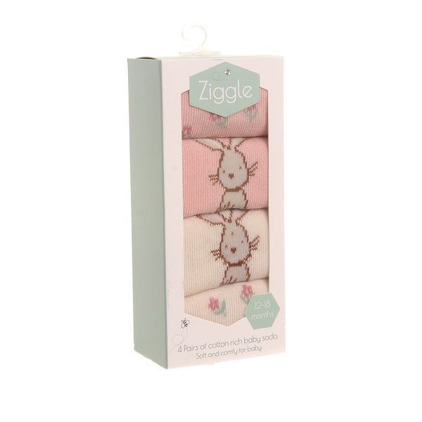 Ziggle Baby Sock Set Bunnies. New Baby Gift.
