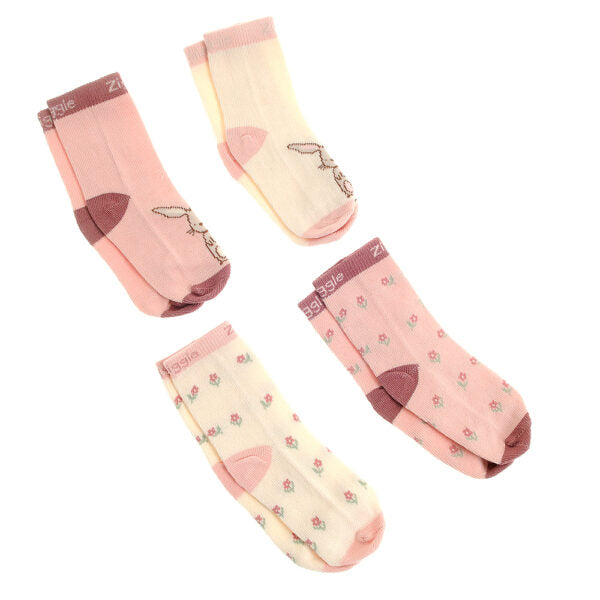 Ziggle Baby Sock Set Bunnies. New Baby Gift.