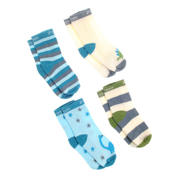 Ziggle Baby Sock Set Dinosaur. New Baby Gift.
