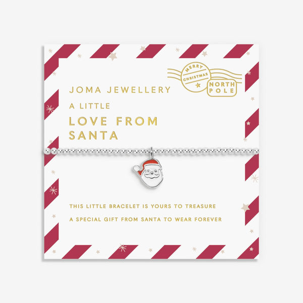Shop Joma Jewellery’s Kids ‘Love From Santa’ Bracelet. Silver-plated with Santa charm, perfect Christmas gift for kids with gift bag