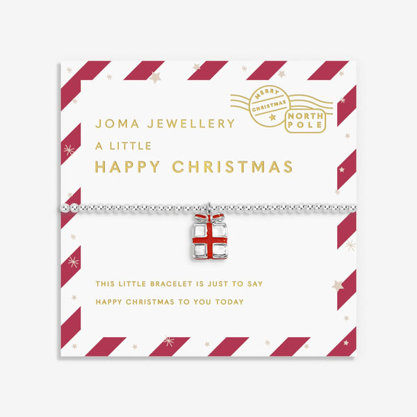 Shop Joma Jewellery’s Kids Love From Santa ‘Happy Christmas’ Bracelet. Silver-plated with present charm, perfect Christmas gift for children with gift bag