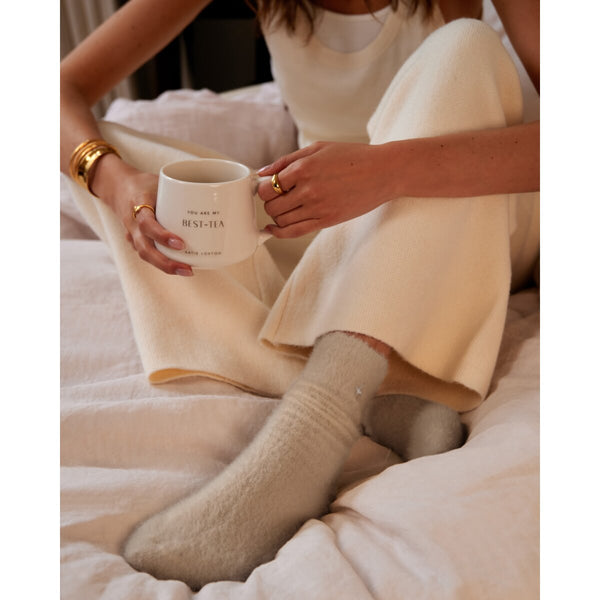 Katie Loxton taupe fluffy socks in gift box