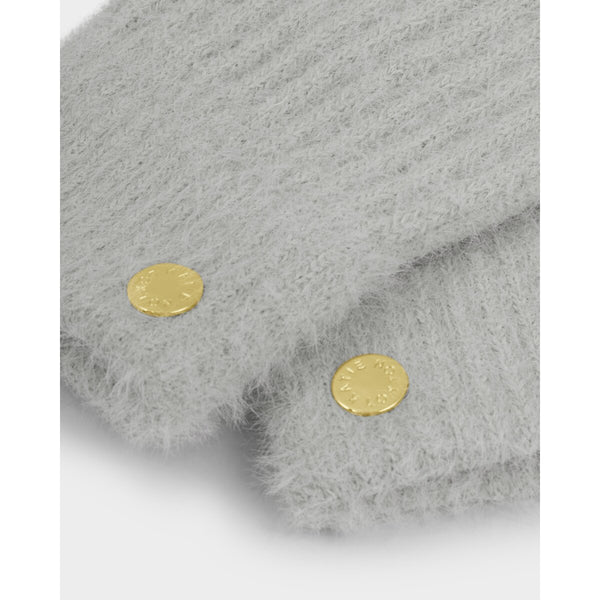 Katie Loxton grey knit gloves in a gift box with 'Winter Wishes' sentiment