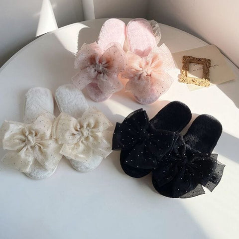 Organza Bow Slippers - 4 Colours Slippers Pretty Little Things 