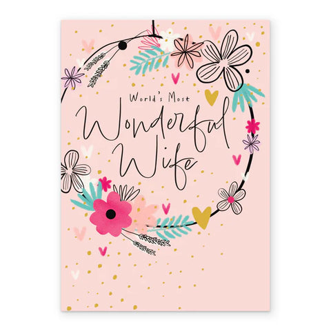 Flower Wreath Birthday Card For Wife