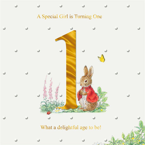 Beatrix Potter Peter Rabbit 1st Birthday Card