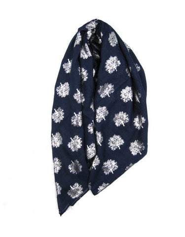 Scarf - Tree Foil Navy & Silver Scarves Pretty Little Things 