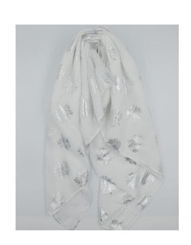 Scarf - Tree Foil White & Silver Scarves Pretty Little Things 