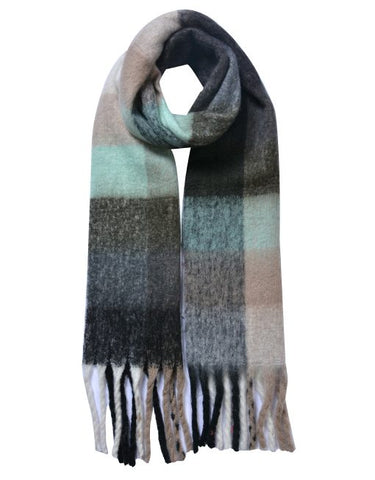 Scarf – Check Black & Mint