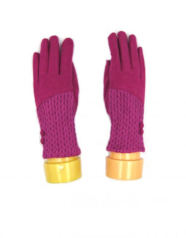 Gloves – Cashmere Blend Buttons Purple