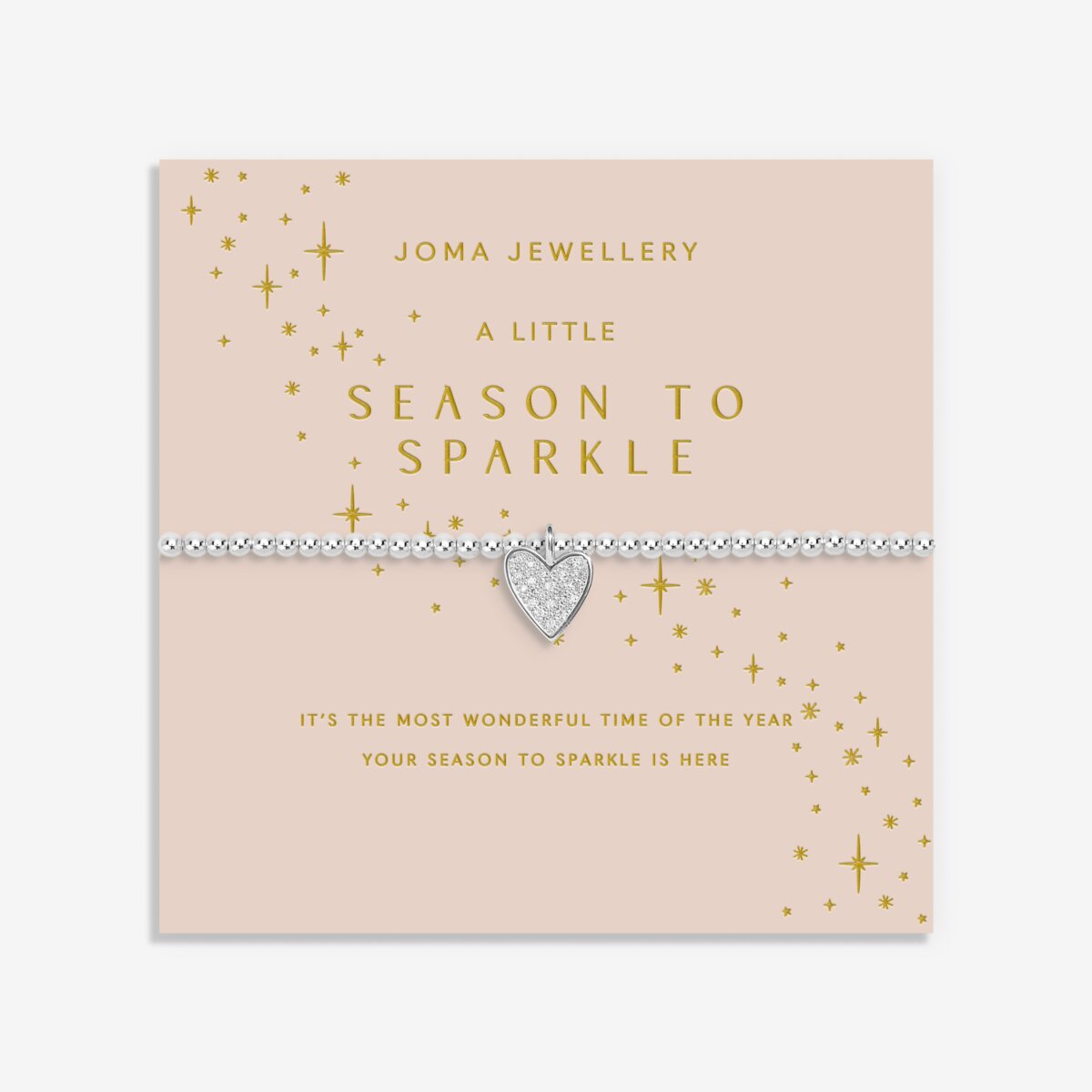 Shop Joma Jewellery’s Christmas A Little ‘Season To Sparkle’ Bracelet. Silver-plated, pavé heart charm, perfect festive gift with free gift bag