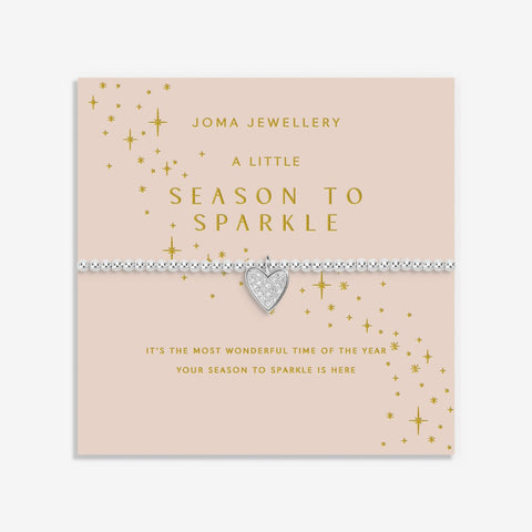 Shop Joma Jewellery’s Christmas A Little ‘Season To Sparkle’ Bracelet. Silver-plated, pavé heart charm, perfect festive gift with free gift bag