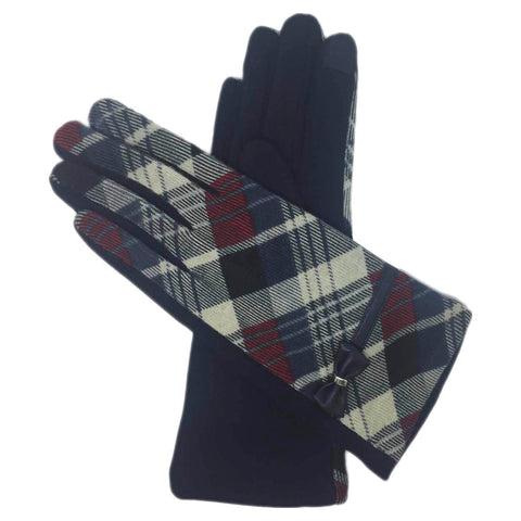 Gloves – Check Bow Navy Gloves Pretty Little Things 