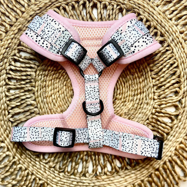 Dog Adjustable Neck Harness – Pink Dalmatian Dog Accessories Cocopup 