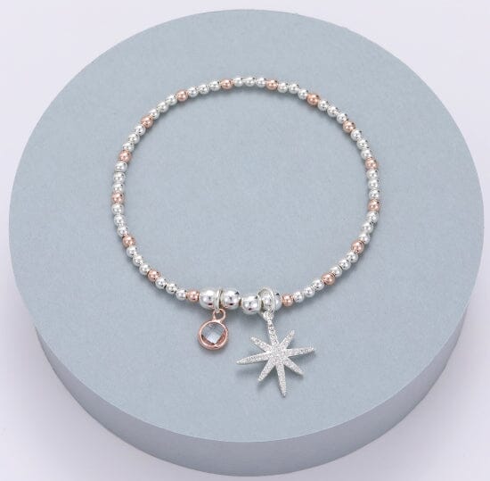 Bracelet – Star Burst Silver & Rose Gold Bracelets Pretty Little Things 