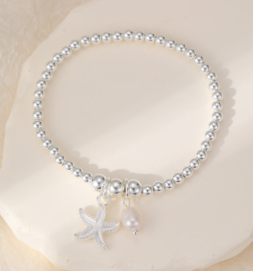 Bracelet – Star with Pearl Silver