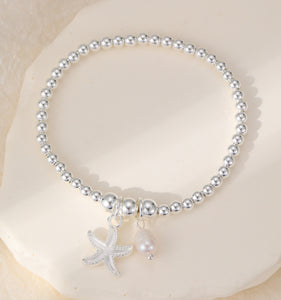 Bracelet – Star with Pearl Silver
