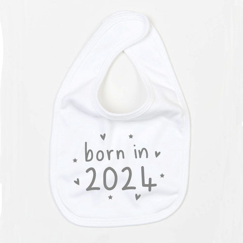 Baby Bib – Born in 2024 White Baby Pretty Little Things 