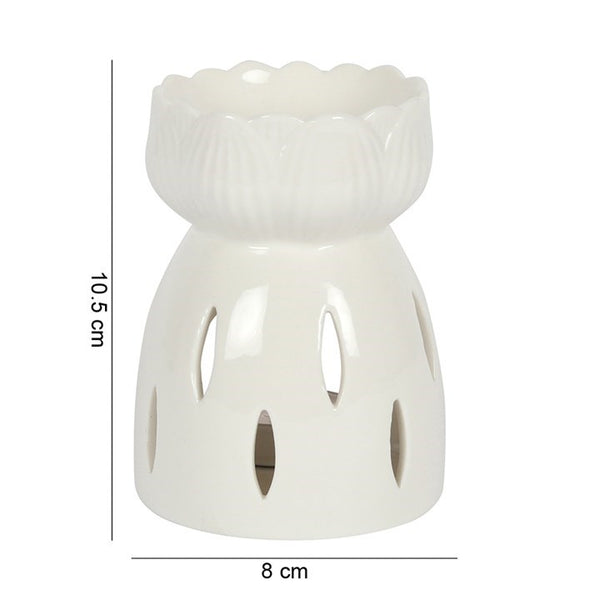 White ceramic lotus flower wax and oil burner - gift shop East Kilbride