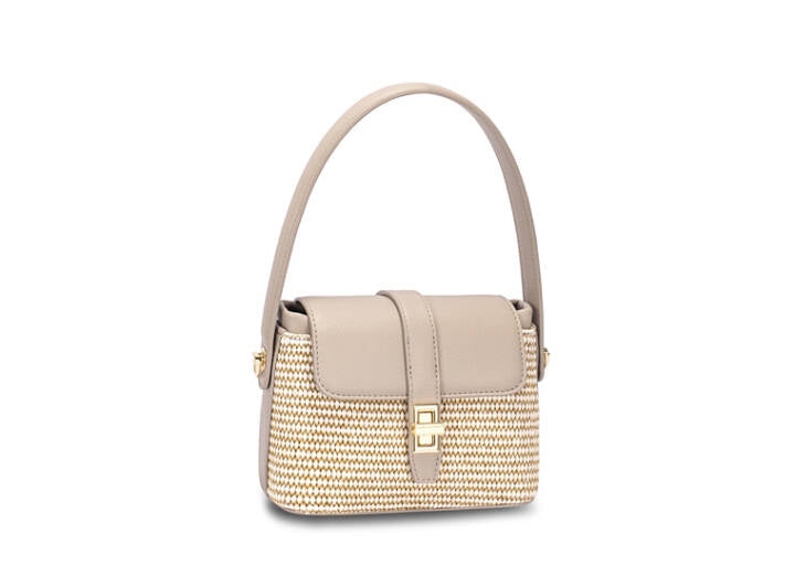 David Jones Straw Shoulder Bag Simply Taupe