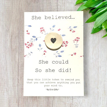 Keepsake sentiment ceramic wish token she believed she could