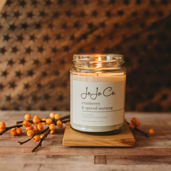 JoJo Co Soy Wax Candle Cranberry & Spiced Nutmeg