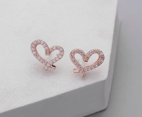 Earrings – Open Sparkle Heart Rose Gold Earrings Pretty Little Things 
