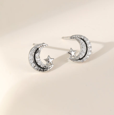 Earrings – Moon & Star Silver