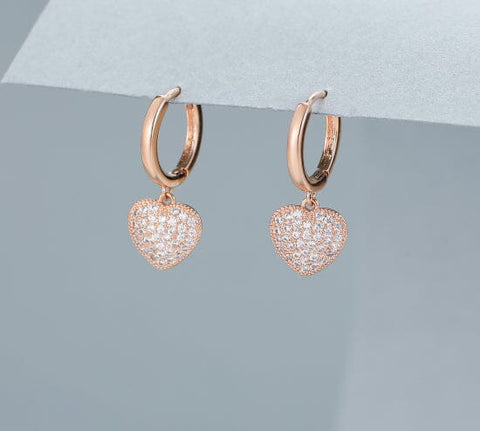 Earrings – Heart Sparkles Rose Gold Earrings Pretty Little Things 