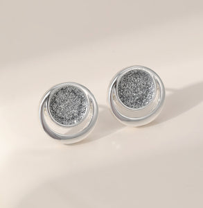 Silver Shimmer Circle Earrings 