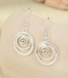 Silver plated spiral swirl earrings on a drop post