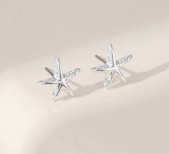 Earrings – Textured Star Stud Silver