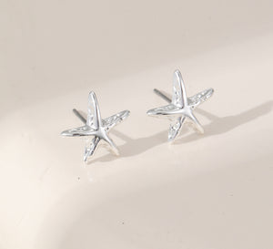 Earrings – Textured Star Stud Silver