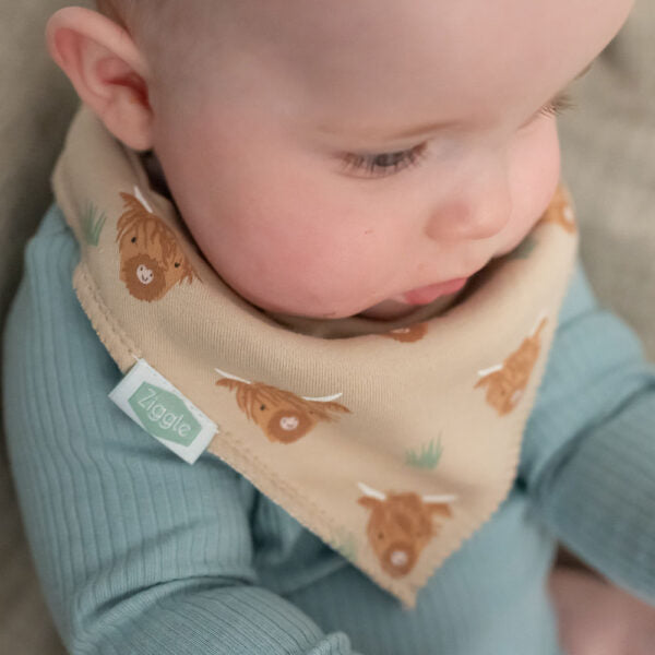 Ziggle Baby Bib Highland Cow. New baby gifts East Kilbride