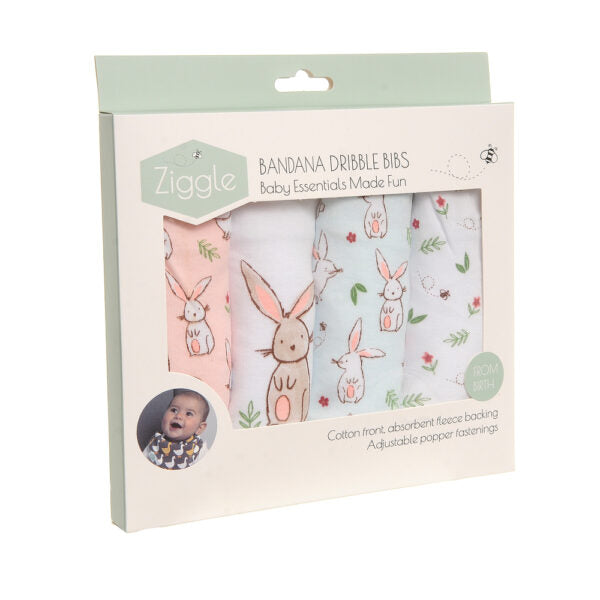Ziggle Baby Bib Set Bunnies. New Baby Gift.