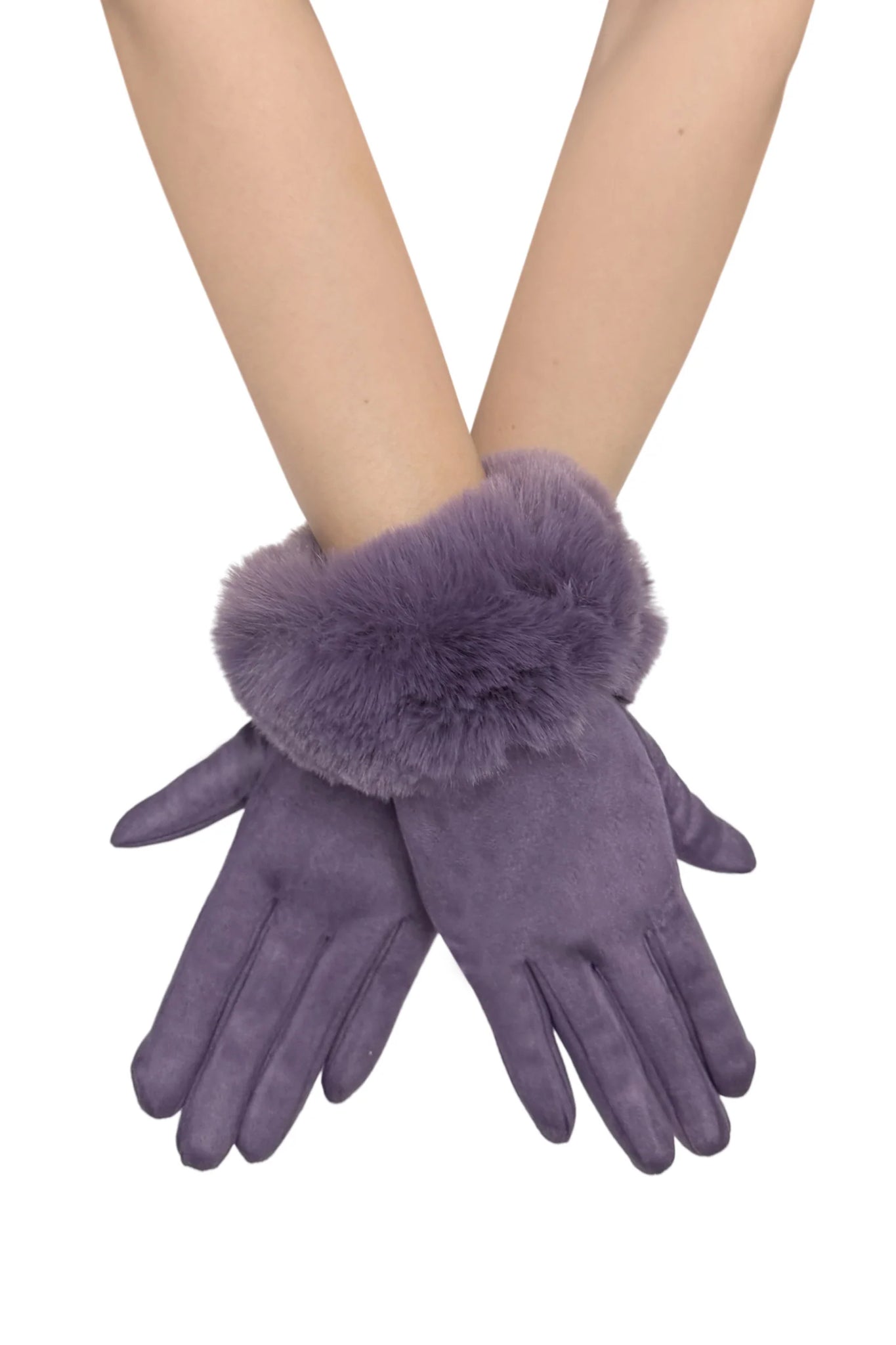 Faux Fur Trim Purple Gloves Gift Shop East Kilbride