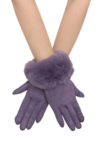 Faux Fur Trim Purple Gloves Gift Shop East Kilbride