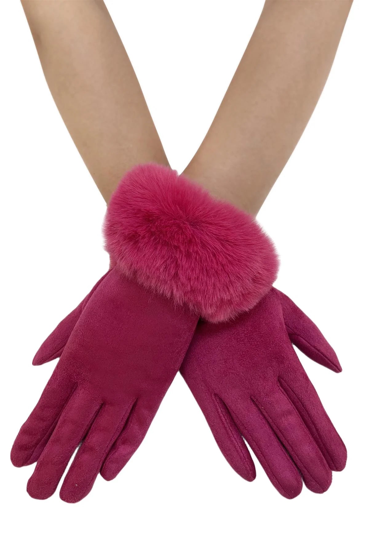 Faux Fur Trim Gloves in Pink Gift Shop East Kilbride