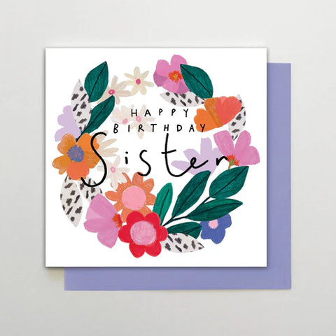 Happy Birthday Sister Flowers Card – Colourful Sister Birthday Card