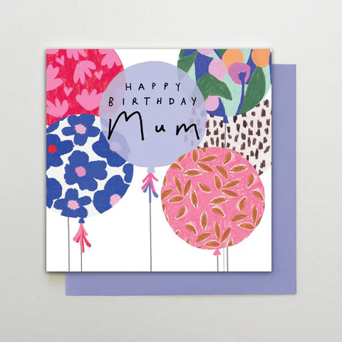 Happy Birthday Mum Balloons Card – Colourful Mum Birthday Card