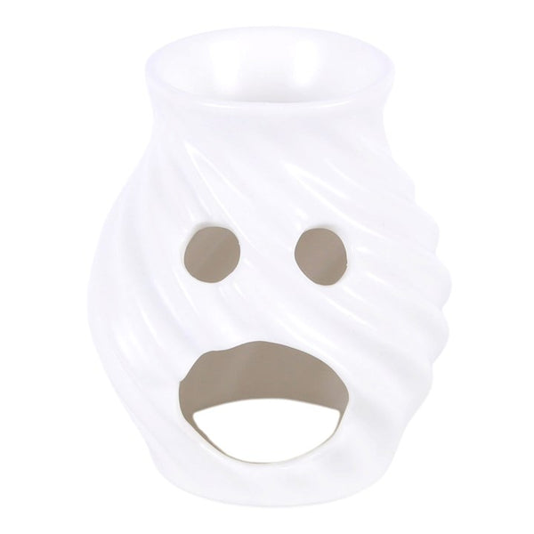White ceramic spiral swirl wax and oil burner - gift shop East Kilbride