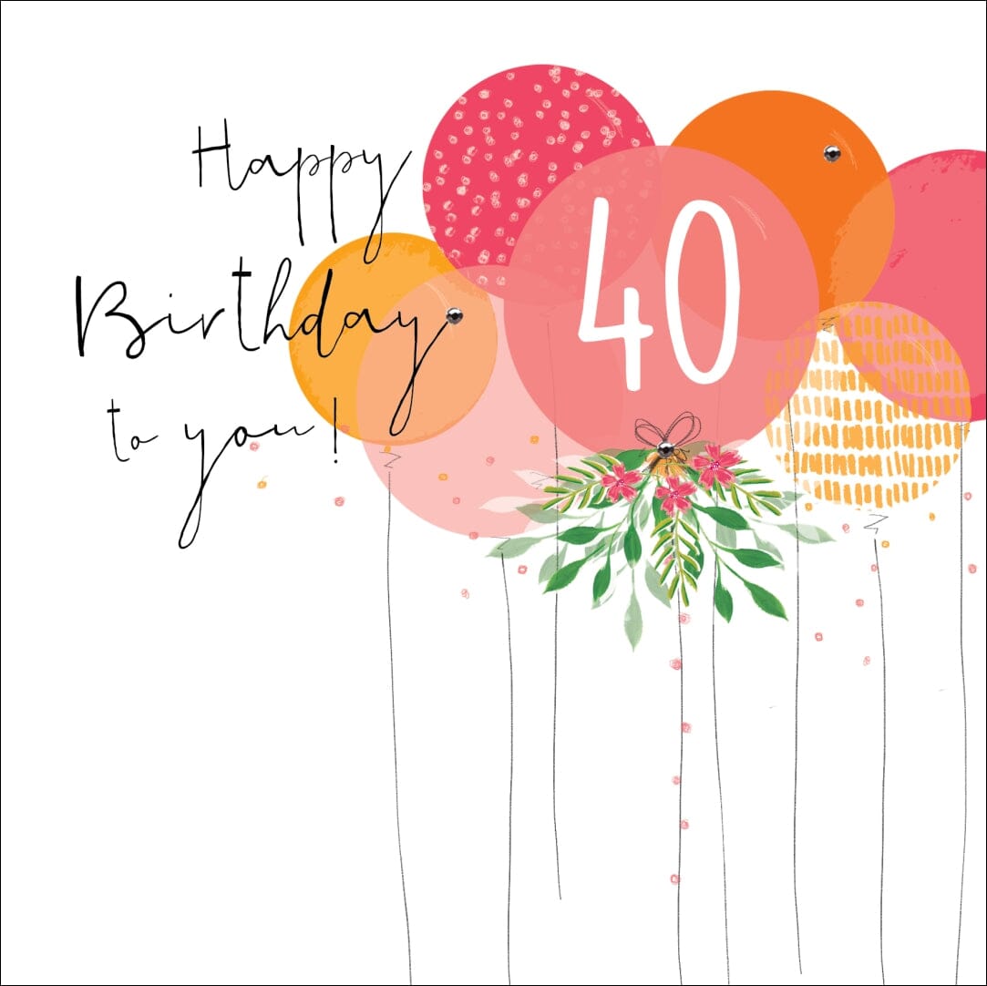 Happy Birthday 40th Card Cards Birthday Ages Handcrafted Card Co 