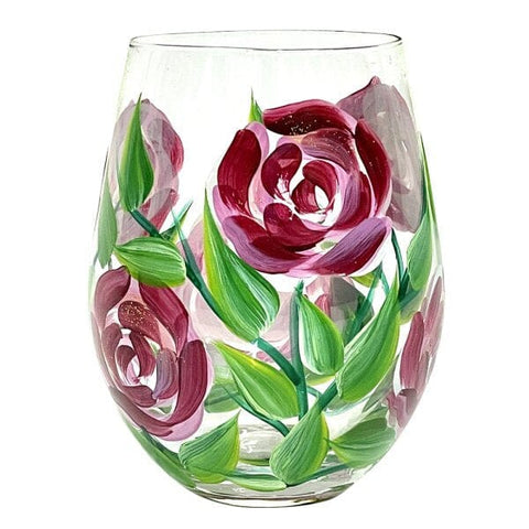 Stemless Glass – Roses Hand Painted Glass Pretty Little Things 