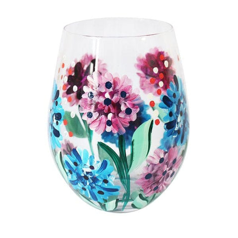 Stemless Glass – Hydrangea Hand Painted Glass Pretty Little Things 