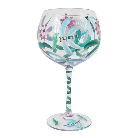 Hand Painted Dragonflies Gin Glass