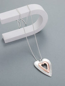 Necklace – Insert Heart Long Silver & Rose Gold Necklaces Pretty Little Things 