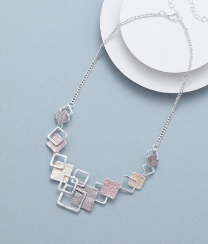 Necklace – Mixed Square Silver Necklaces Pretty Little Things 